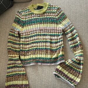 Colorful flare sleeve sweater